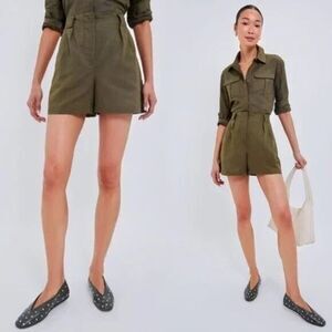 NEW Tuckernuck Army Green High-Rise Safari Shorts Women’s MEDIUM
